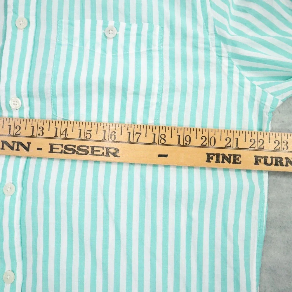 Todd Snyder New York Summerweight Stripe Shirt Mens L Green White Button Down‎